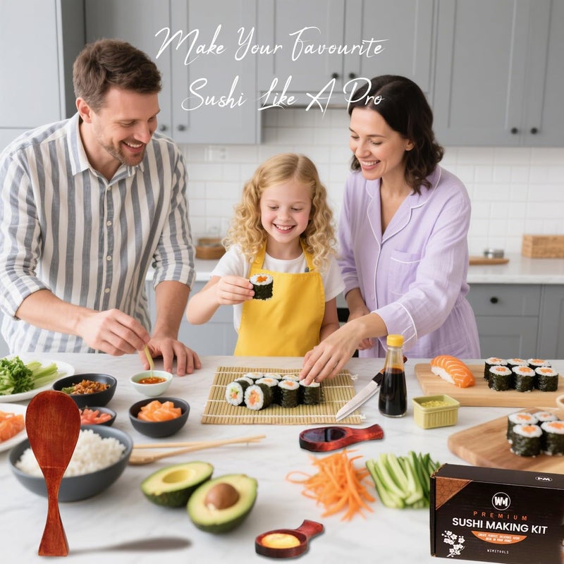 Wimitools Sushi Making Kit Sushi Roller Kit for Beginners or Pro Sushi Lovers. Made of Nanmu Wood, includes Sushi Mat - the Easy Homemade Sushi Kit Experience and Best Gift - Image 5